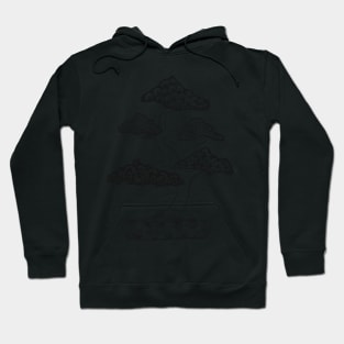 Black and White Bonsai Line Drawing Hoodie